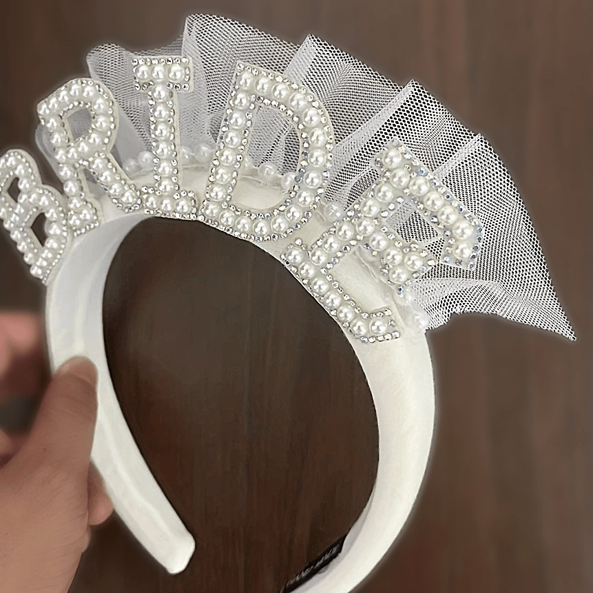 1pc, White Pearl Bride Headband - Perfect for Bridal Shower and Wedding Party Decorations for Halloween,Christmas Event & Party Supplies