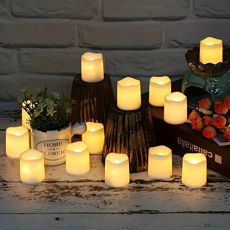 12/24pcs Battery Operated LED Tea Lights, In Warm White For Wedding, Table, Festival, Halloween, Christmas Decorations LED Tea Light, Candles Halloween Decorations