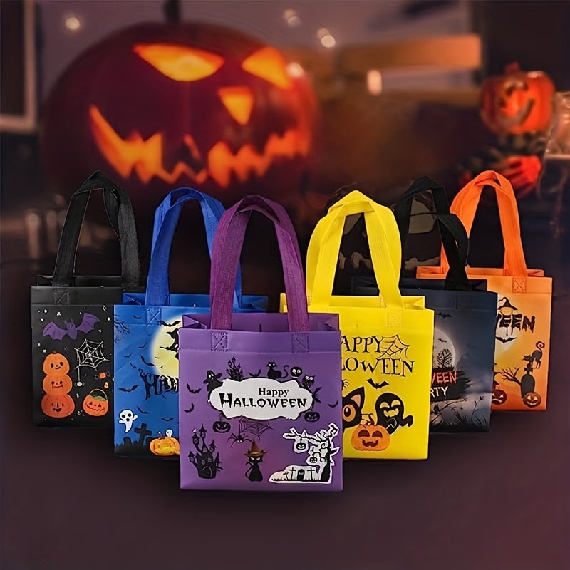 6pcs, Non-Woven Halloween Treat Bags, Trick Or Treat Bags Party Goodie Tote Bags Treat Bag With Handles For Halloween Party Favor Supply, Halloween Decorations, Small Business Supplies, Cheapest Items Available, Sale