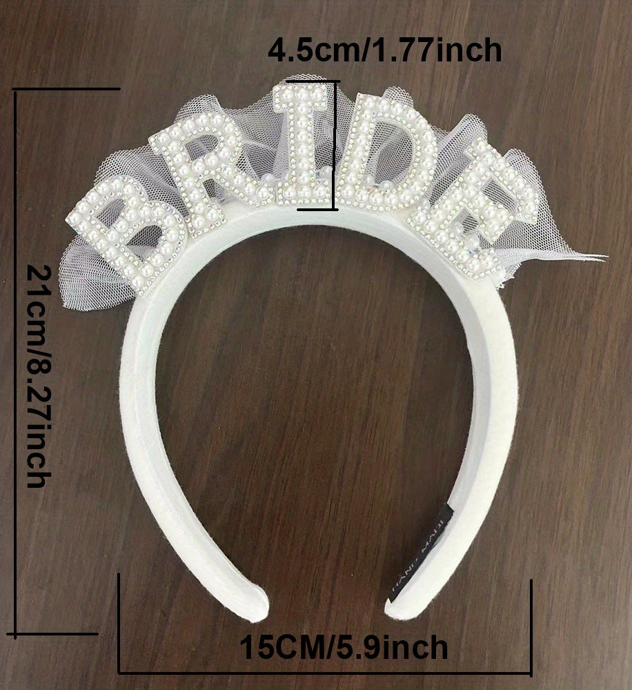 1pc, White Pearl Bride Headband - Perfect for Bridal Shower and Wedding Party Decorations for Halloween,Christmas Event & Party Supplies