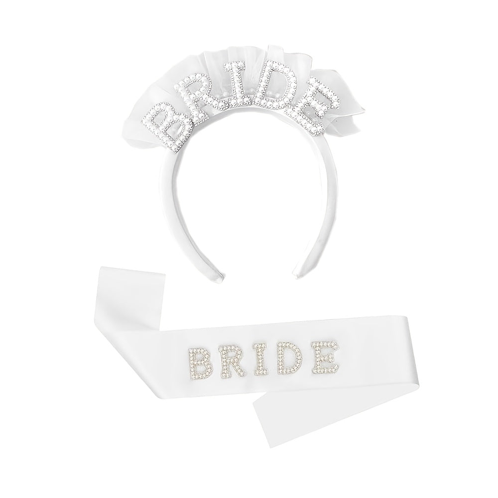 1pc, White Pearl Bride Headband - Perfect for Bridal Shower and Wedding Party Decorations for Halloween,Christmas Event & Party Supplies