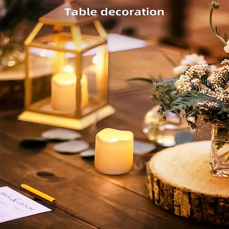 12/24pcs Battery Operated LED Tea Lights, In Warm White For Wedding, Table, Festival, Halloween, Christmas Decorations LED Tea Light, Candles Halloween Decorations