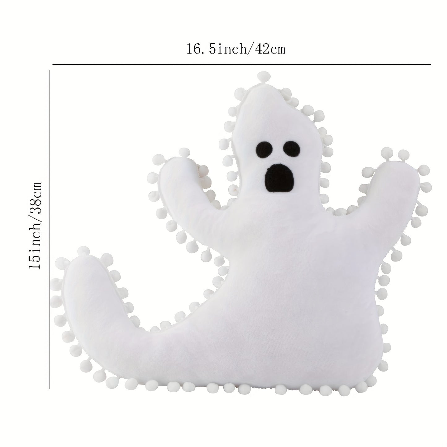 1pc Cute Ghost Pillow, Spooky Ghost Shaped Throw Pillow, Halloween Decorations Plush Pillow For Holiday Party Gift Cotton Sofa Bed Cushion Home Decor, 16*15 Inches
