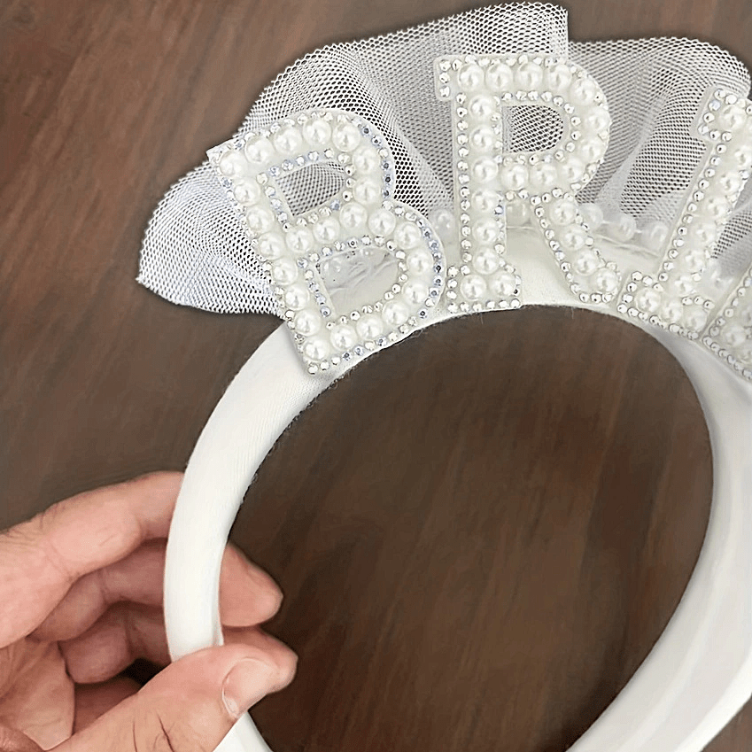1pc, White Pearl Bride Headband - Perfect for Bridal Shower and Wedding Party Decorations for Halloween,Christmas Event & Party Supplies