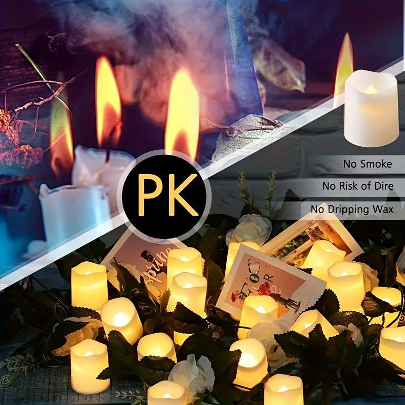 12/24pcs Battery Operated LED Tea Lights, In Warm White For Wedding, Table, Festival, Halloween, Christmas Decorations LED Tea Light, Candles Halloween Decorations