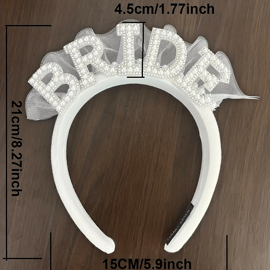 1pc, White Pearl Bride Headband - Perfect for Bridal Shower and Wedding Party Decorations for Halloween,Christmas Event & Party Supplies