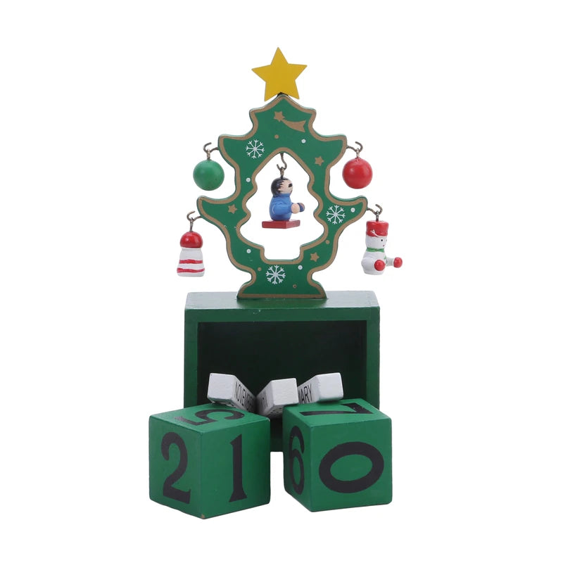 Christmas Count Down Calendar Santa Claus Elk Snowman Wooden Calendar Christmas Ornaments Home Desktop Decoration New Year Gifts