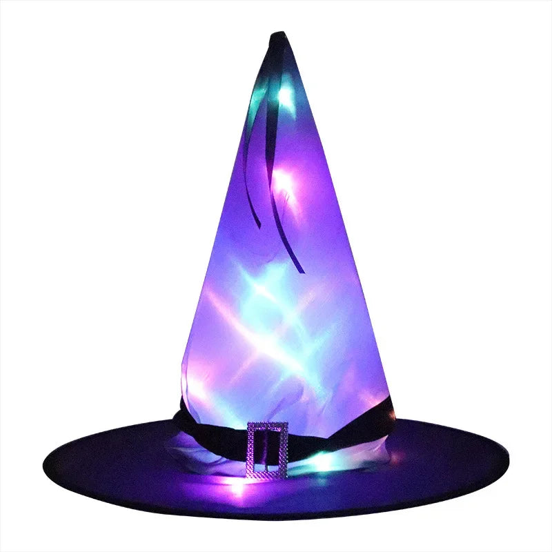 Halloween Hat Ghost Festival Party Decoration Prop LED Luminous Witch Hat Wizard Witch Hat Wizard Hats