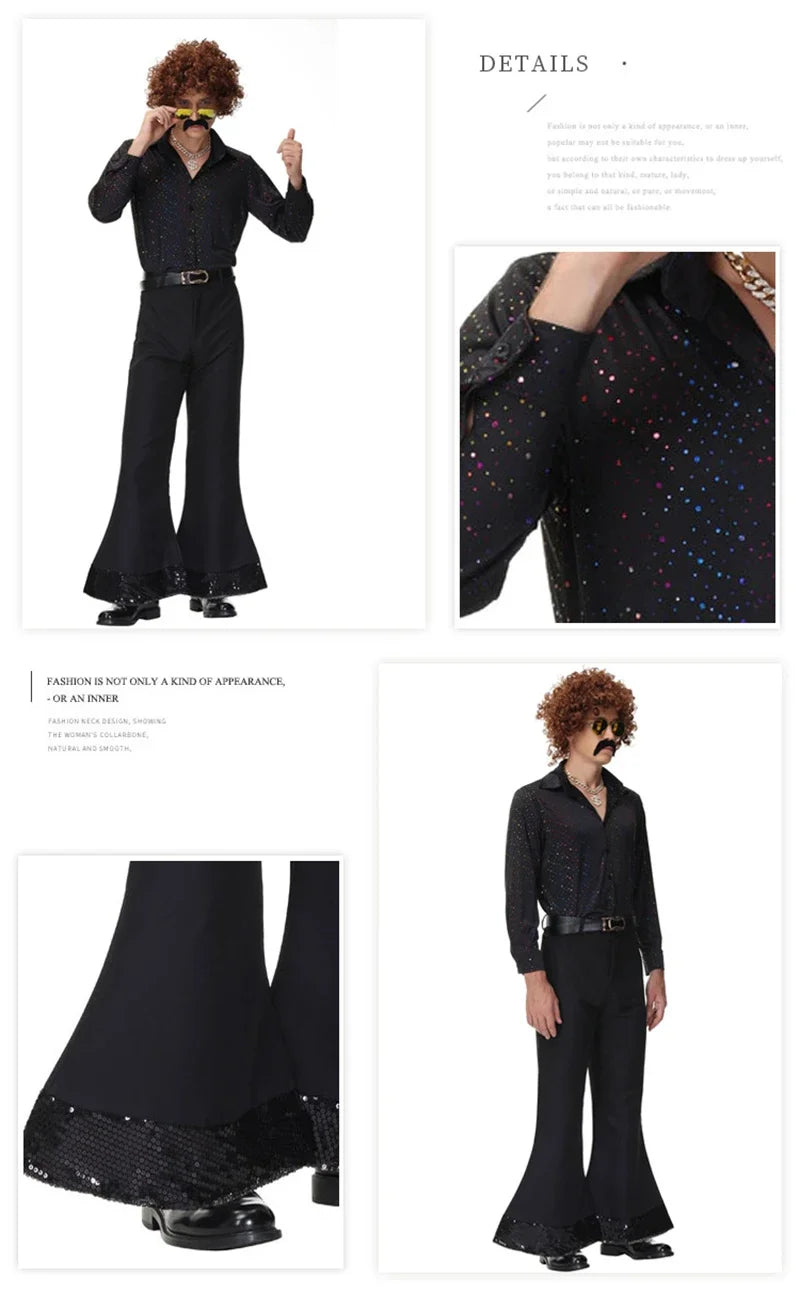 Halloween 70s Disco Couple Costumes Cosplay Costumes Retro 80s Hippie Costumes Men And Women Rock Music Festival Party Outfits