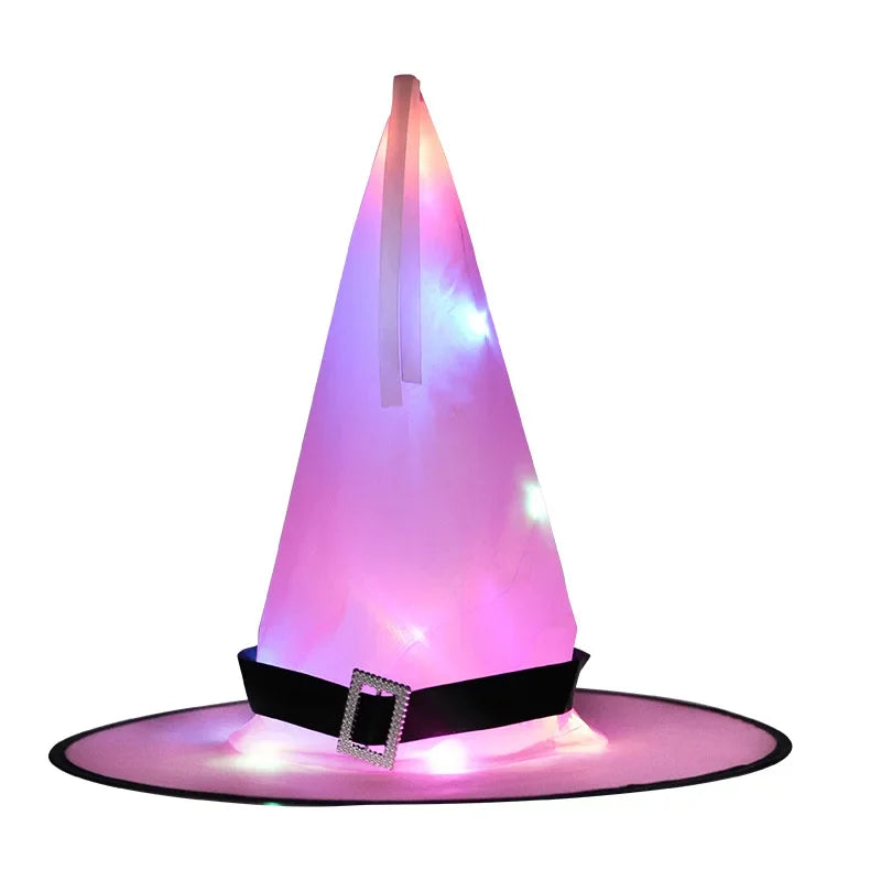 Halloween Hat Ghost Festival Party Decoration Prop LED Luminous Witch Hat Wizard Witch Hat Wizard Hats