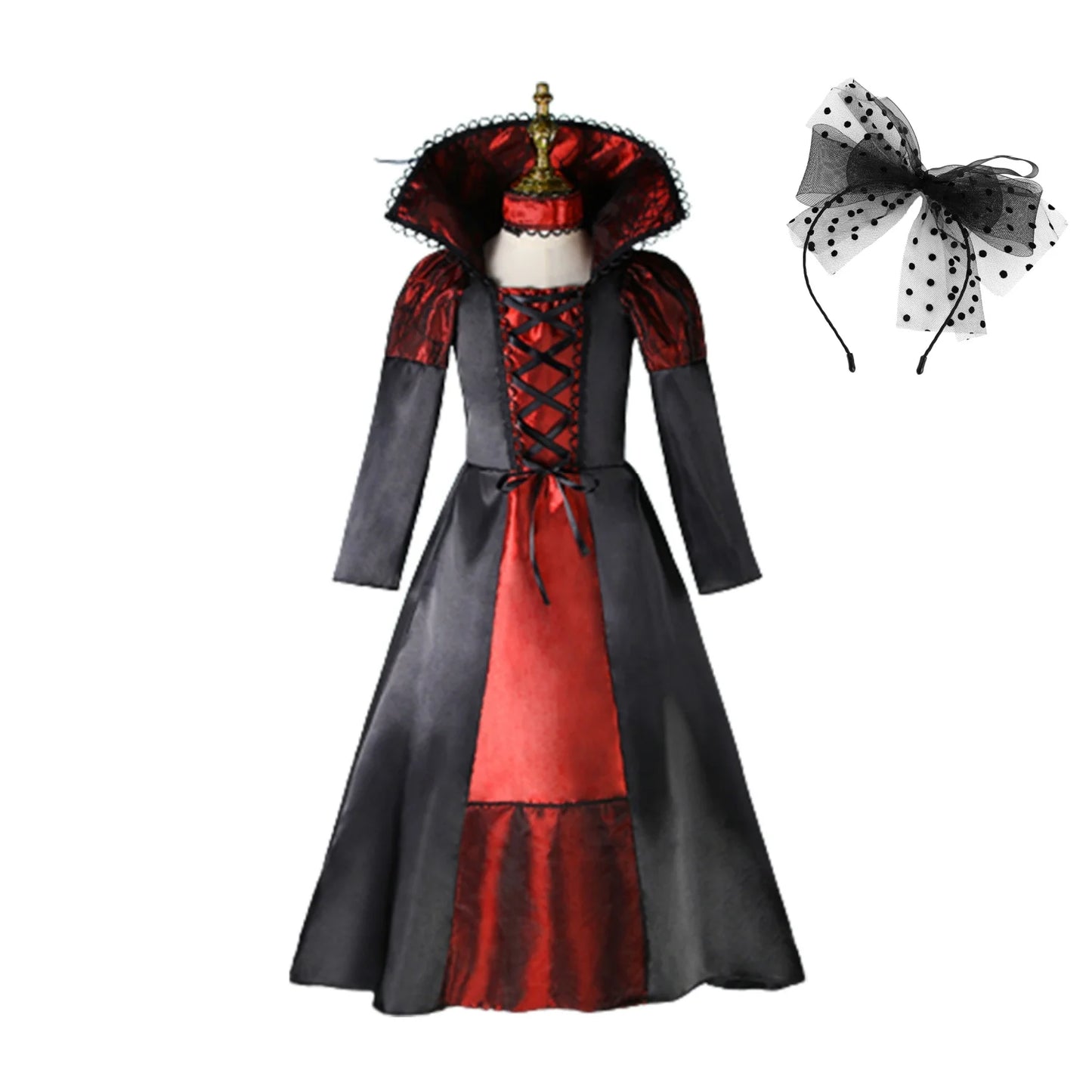 Halloween Fantasy Children's Costumes Ghost Bride Gothic Cosplay Girls Red Vampire Day of The Dead Kids Costumes for Girls