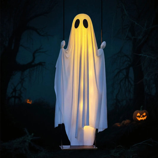 Halloween Outdoor Decoration Hanging Swing Halloween Decoration With String Lights Scary Cute Decoration For Haunted house