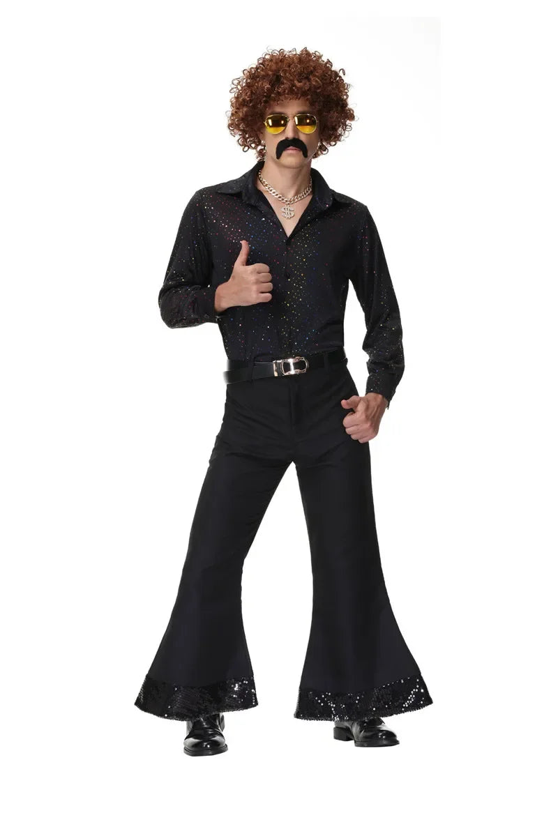 Halloween 70s Disco Couple Costumes Cosplay Costumes Retro 80s Hippie Costumes Men And Women Rock Music Festival Party Outfits