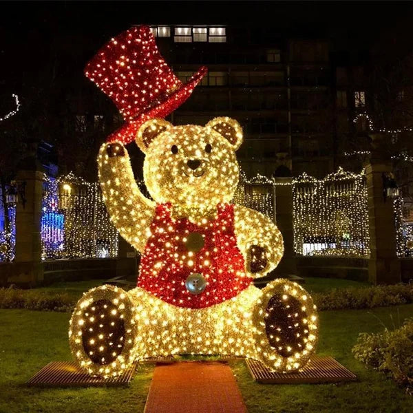 Christmas Holiday Commercial Street Decoration Popular 3D LED Christmas Teddy Bear Lights