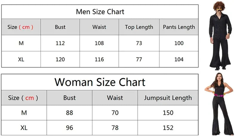 Halloween 70s Disco Couple Costumes Cosplay Costumes Retro 80s Hippie Costumes Men And Women Rock Music Festival Party Outfits