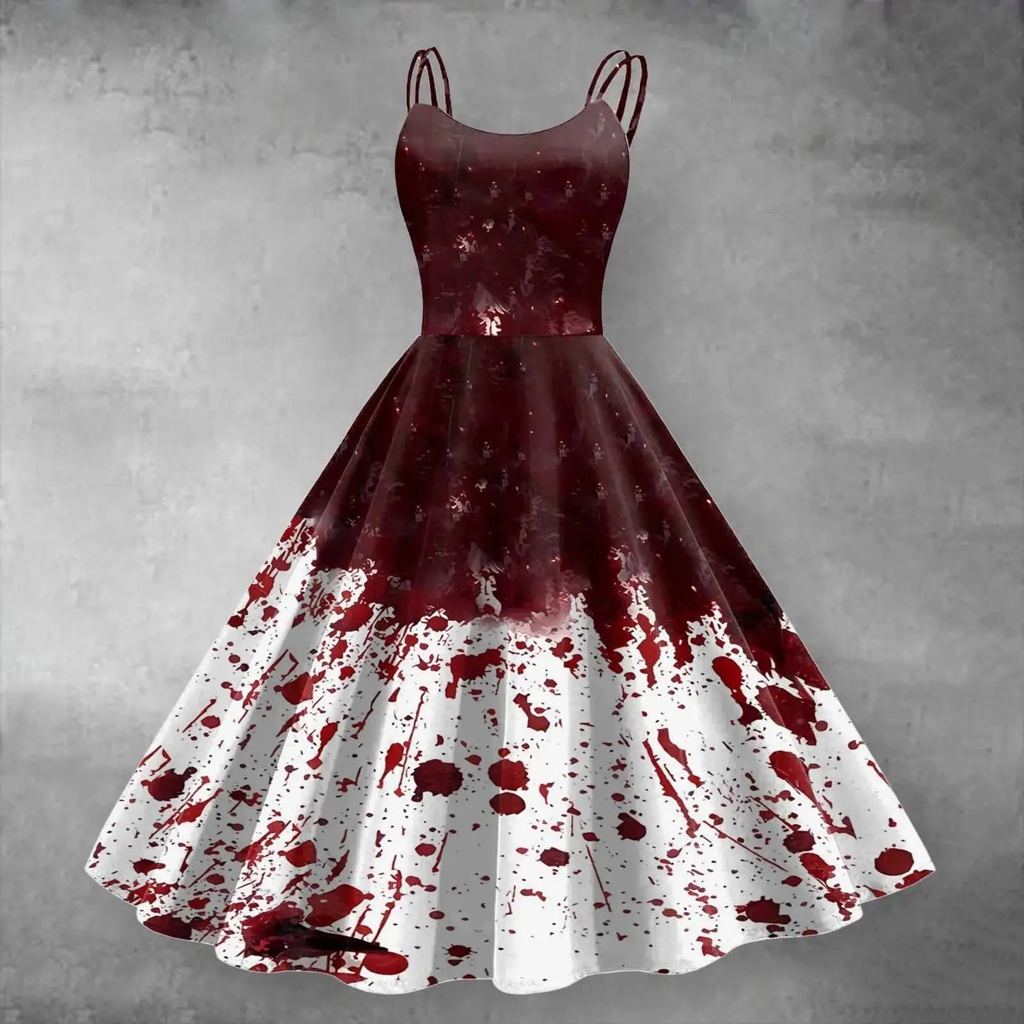 Halloween Cosplay Women Dress Fashion Retro Funny Horror Theme Bloody Printed Casual Suspender Strappy Dress Witch Costumes