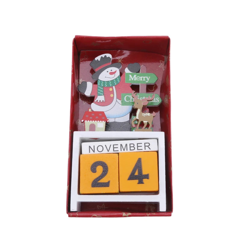 Christmas Count Down Calendar Santa Claus Elk Snowman Wooden Calendar Christmas Ornaments Home Desktop Decoration New Year Gifts