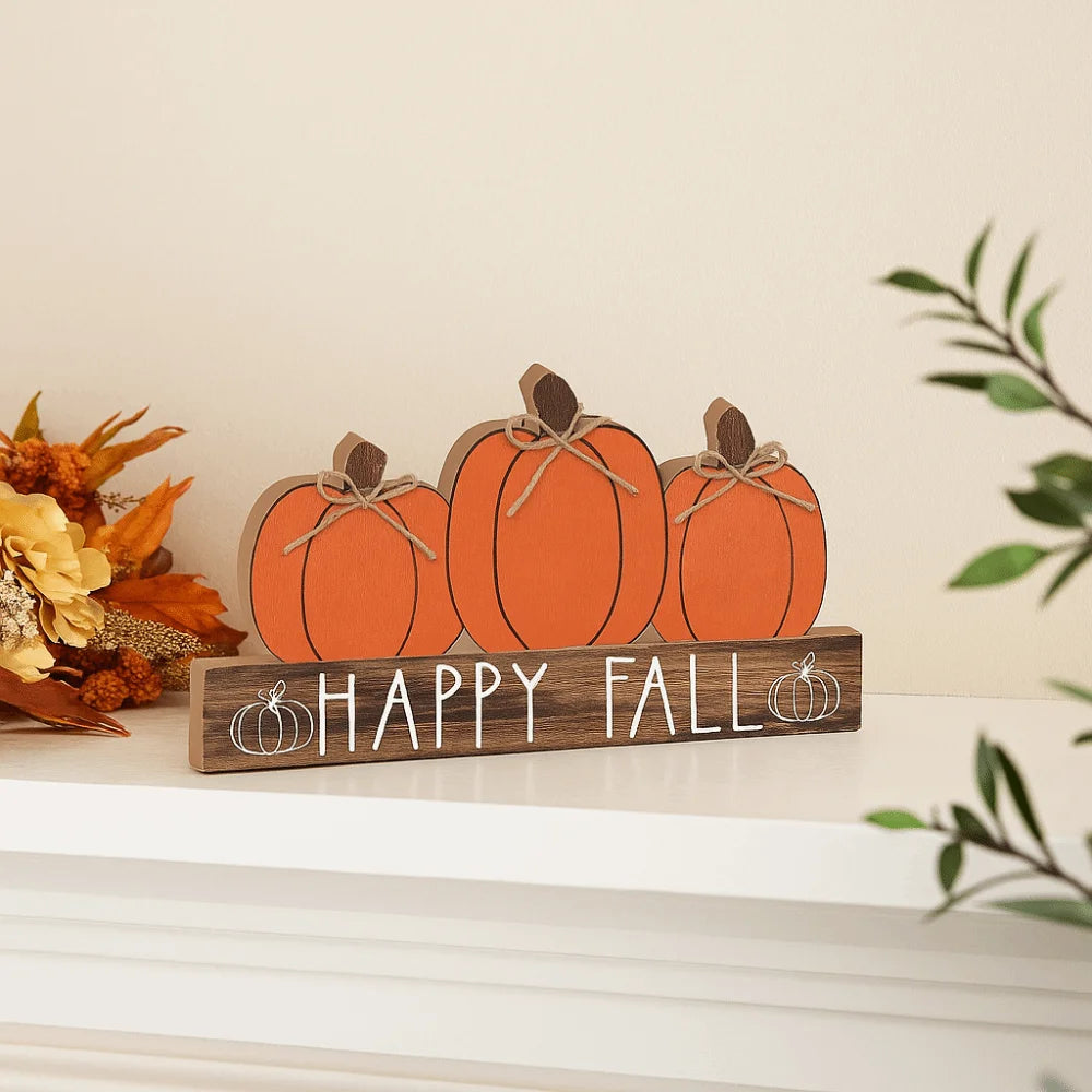 Crafts Wooden Fall Pumpkin Table Decor Cute Funny Halloween Desk Decoration Decorative Halloween Ornaments Landscape