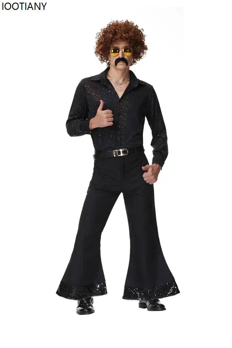 Halloween 70s Disco Couple Costumes Cosplay Costumes Retro 80s Hippie Costumes Men And Women Rock Music Festival Party Outfits