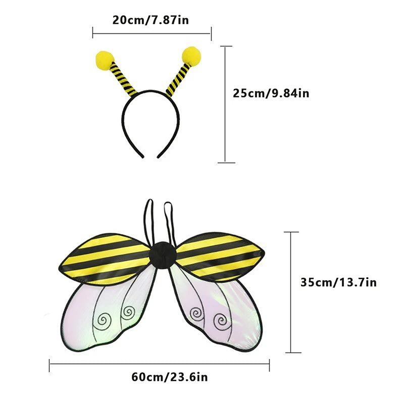 Halloween Costumes for Women Girls Cute Bee/Ladybug Wings with Headband Set Party Favors