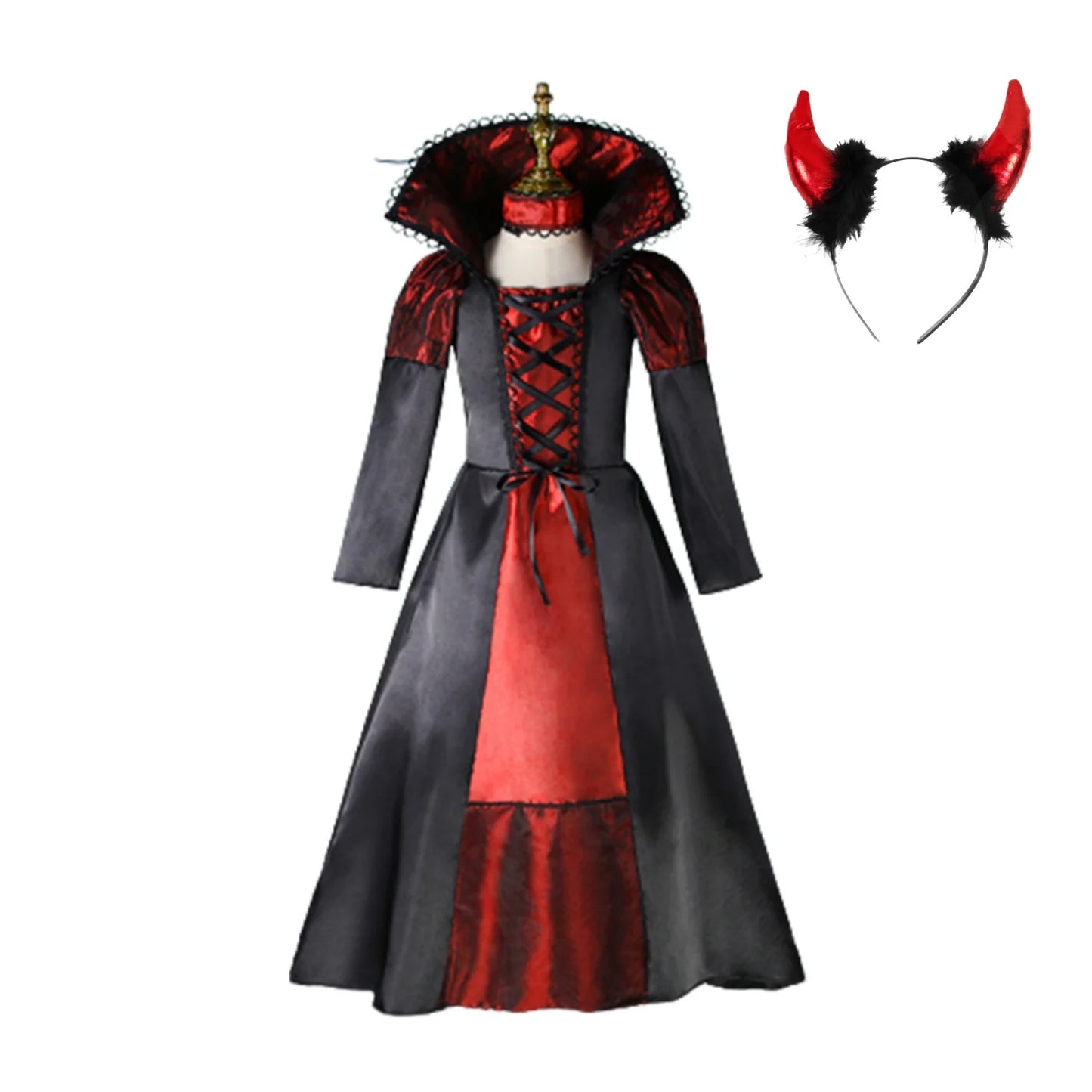 Halloween Fantasy Children's Costumes Ghost Bride Gothic Cosplay Girls Red Vampire Day of The Dead Kids Costumes for Girls
