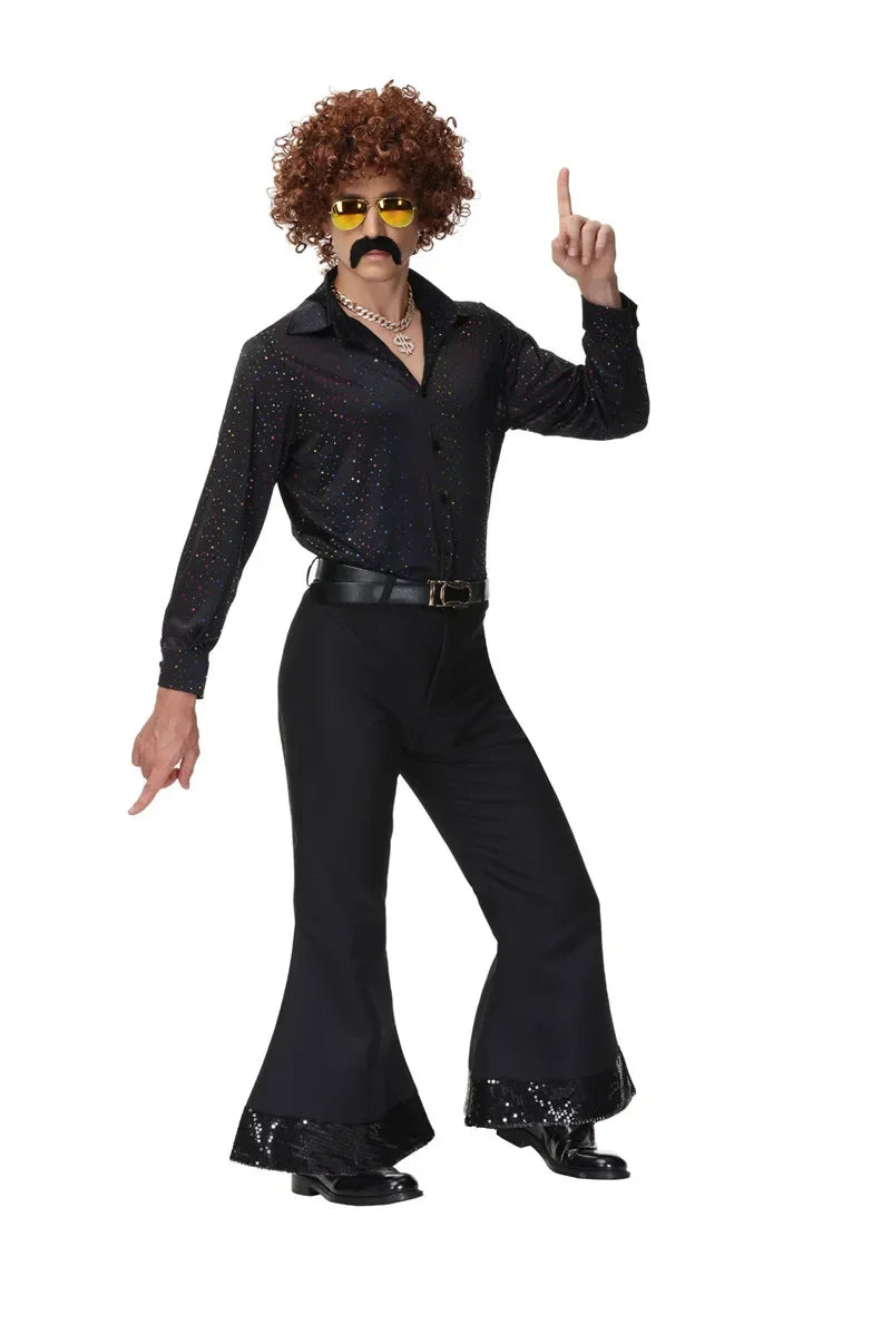 Halloween 70s Disco Couple Costumes Cosplay Costumes Retro 80s Hippie Costumes Men And Women Rock Music Festival Party Outfits