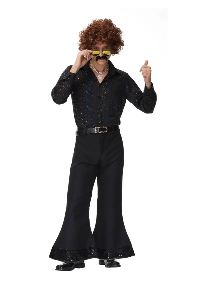 Halloween 70s Disco Couple Costumes Cosplay Costumes Retro 80s Hippie Costumes Men And Women Rock Music Festival Party Outfits