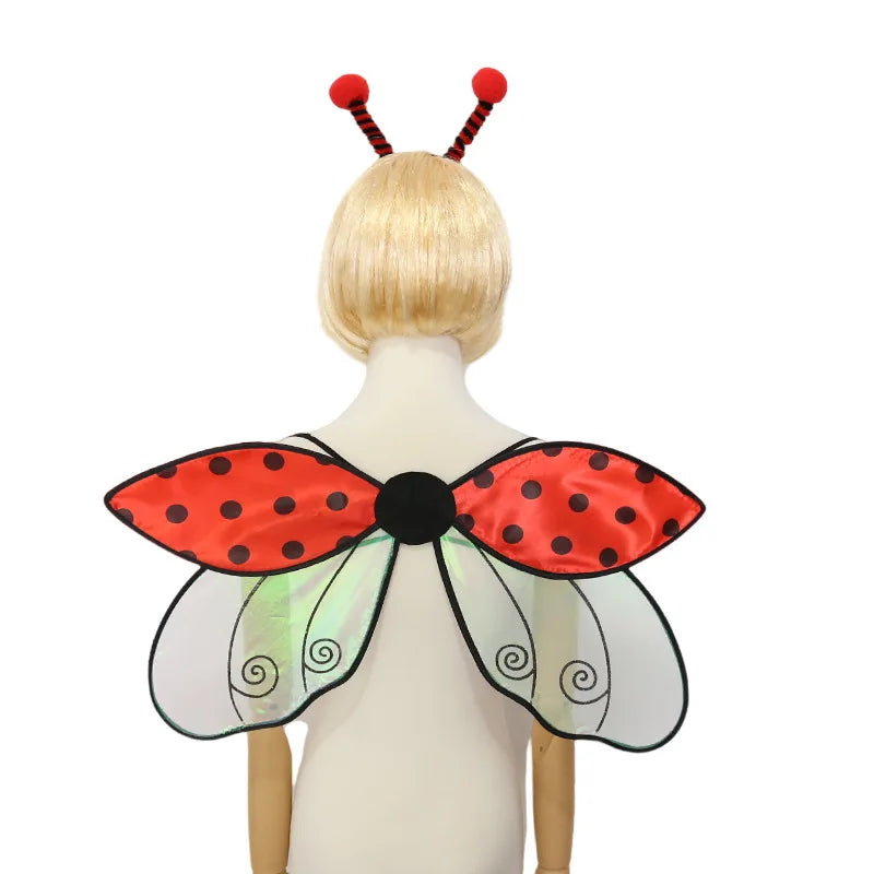 Halloween Costumes for Women Girls Cute Bee/Ladybug Wings with Headband Set Party Favors