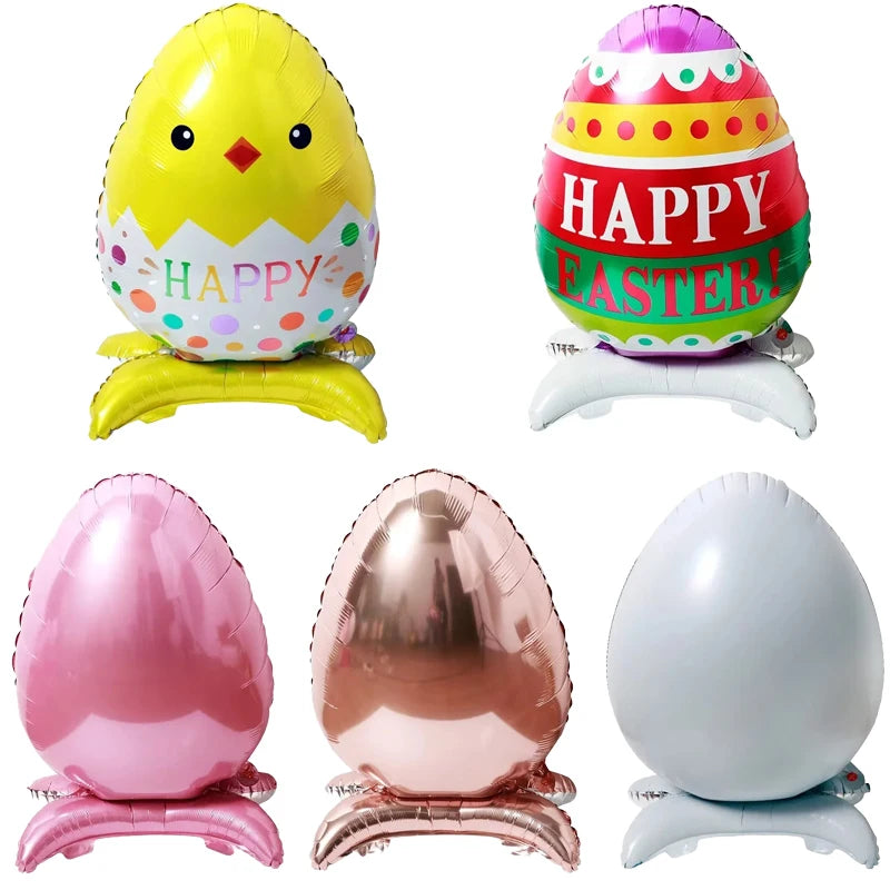 Easter Cartoon Standing Chicken Egg Aluminum Film Balloon Easter Party Decoration Balloon