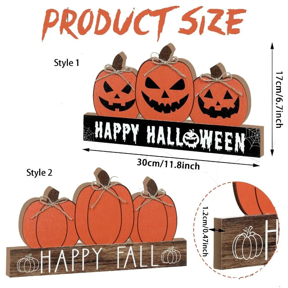 Crafts Wooden Fall Pumpkin Table Decor Cute Funny Halloween Desk Decoration Decorative Halloween Ornaments Landscape