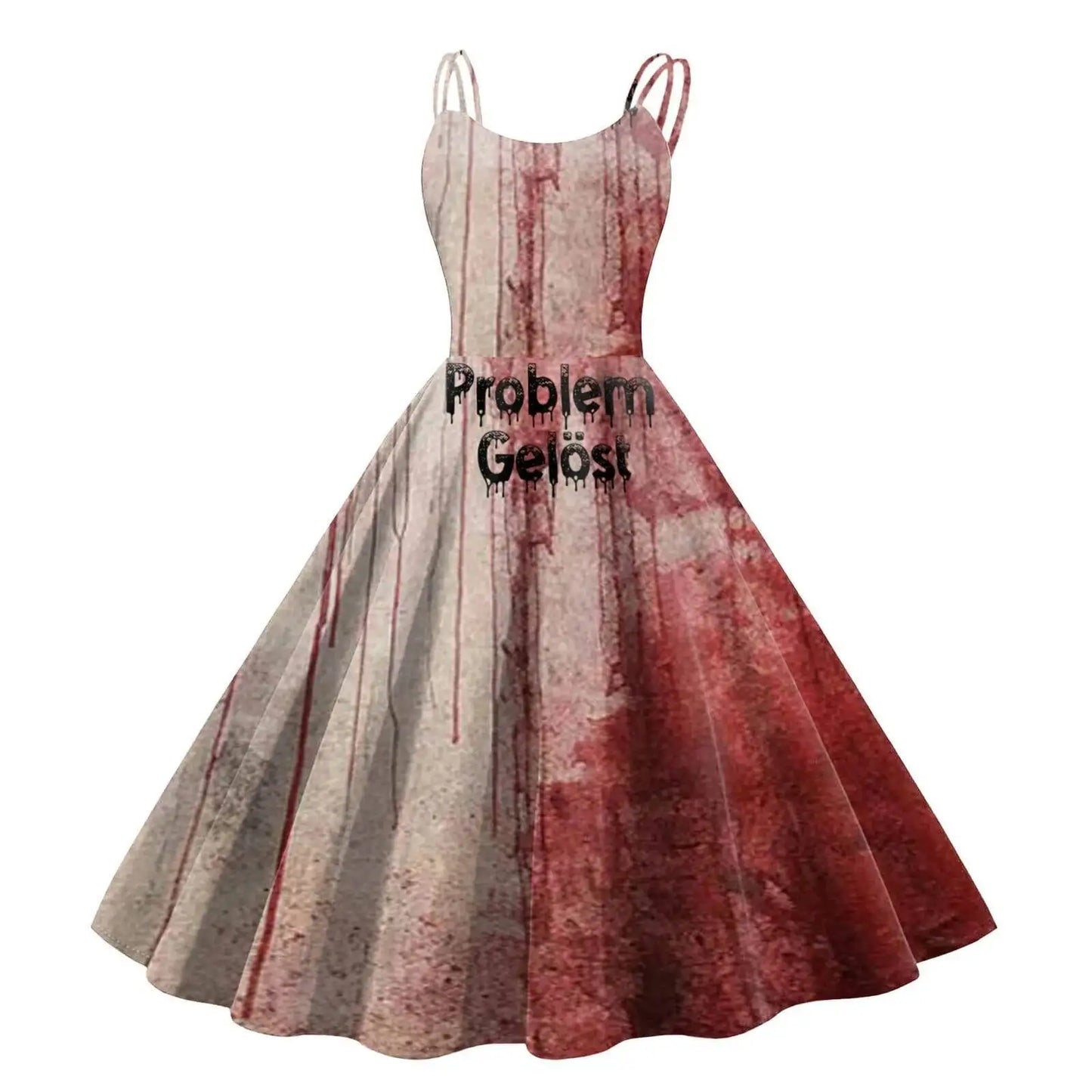Halloween Cosplay Women Dress Fashion Retro Funny Horror Theme Bloody Printed Casual Suspender Strappy Dress Witch Costumes