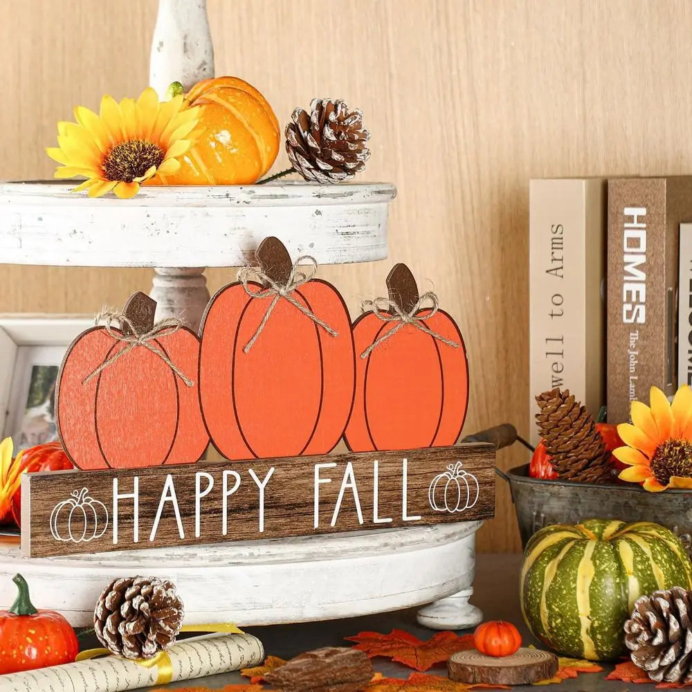 Crafts Wooden Fall Pumpkin Table Decor Cute Funny Halloween Desk Decoration Decorative Halloween Ornaments Landscape