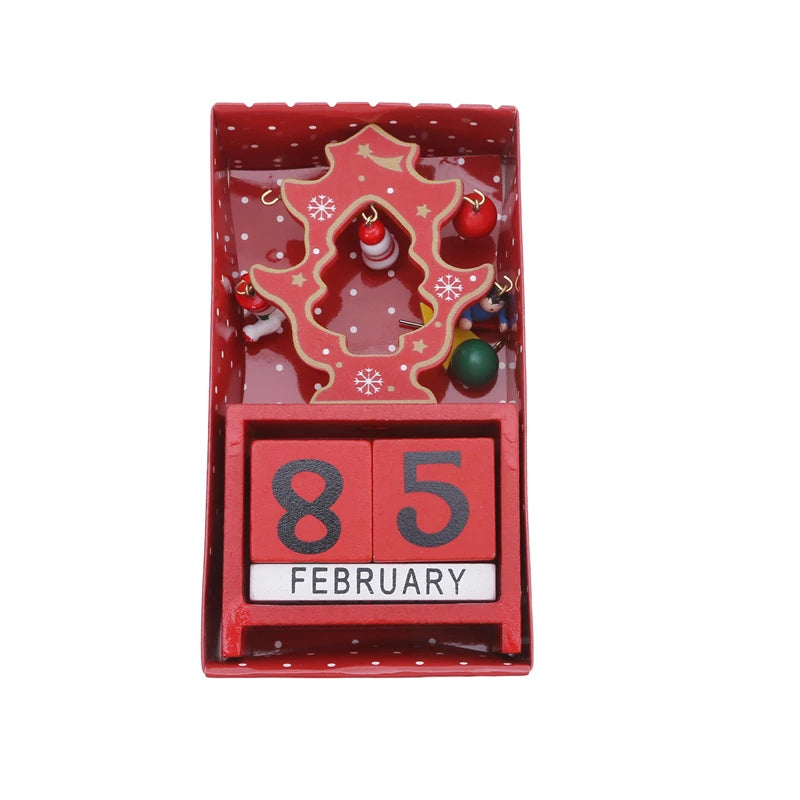 Christmas Count Down Calendar Santa Claus Elk Snowman Wooden Calendar Christmas Ornaments Home Desktop Decoration New Year Gifts