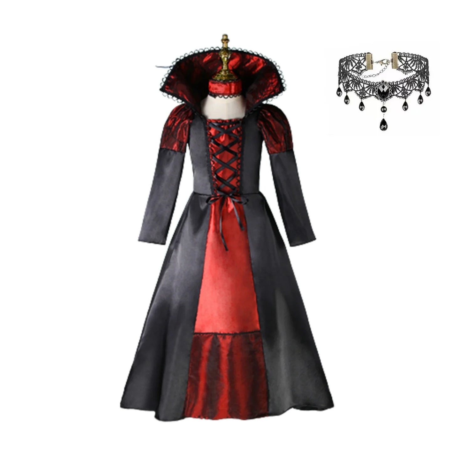 Halloween Fantasy Children's Costumes Ghost Bride Gothic Cosplay Girls Red Vampire Day of The Dead Kids Costumes for Girls