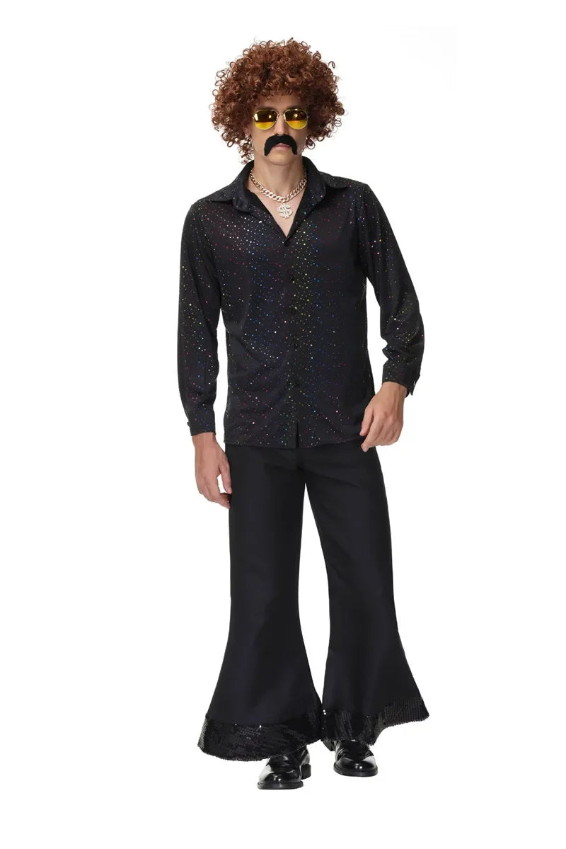 Halloween 70s Disco Couple Costumes Cosplay Costumes Retro 80s Hippie Costumes Men And Women Rock Music Festival Party Outfits