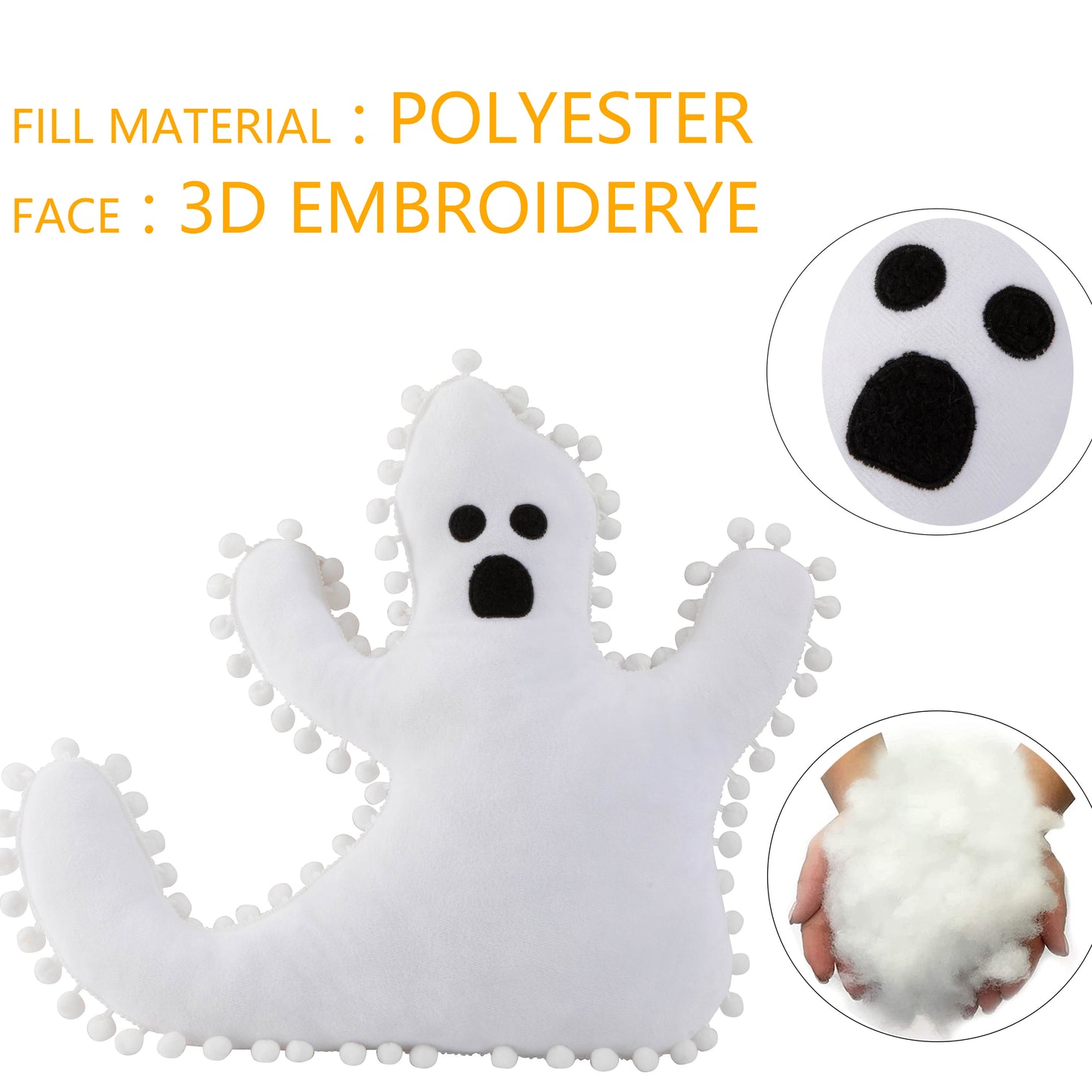 1pc Cute Ghost Pillow, Spooky Ghost Shaped Throw Pillow, Halloween Decorations Plush Pillow For Holiday Party Gift Cotton Sofa Bed Cushion Home Decor, 16*15 Inches