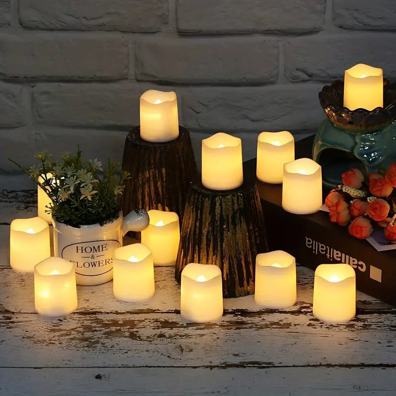 12/24pcs Battery Operated LED Tea Lights, In Warm White For Wedding, Table, Festival, Halloween, Christmas Decorations LED Tea Light, Candles Halloween Decorations