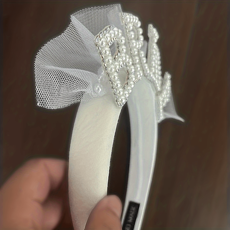 1pc, White Pearl Bride Headband - Perfect for Bridal Shower and Wedding Party Decorations for Halloween,Christmas Event & Party Supplies