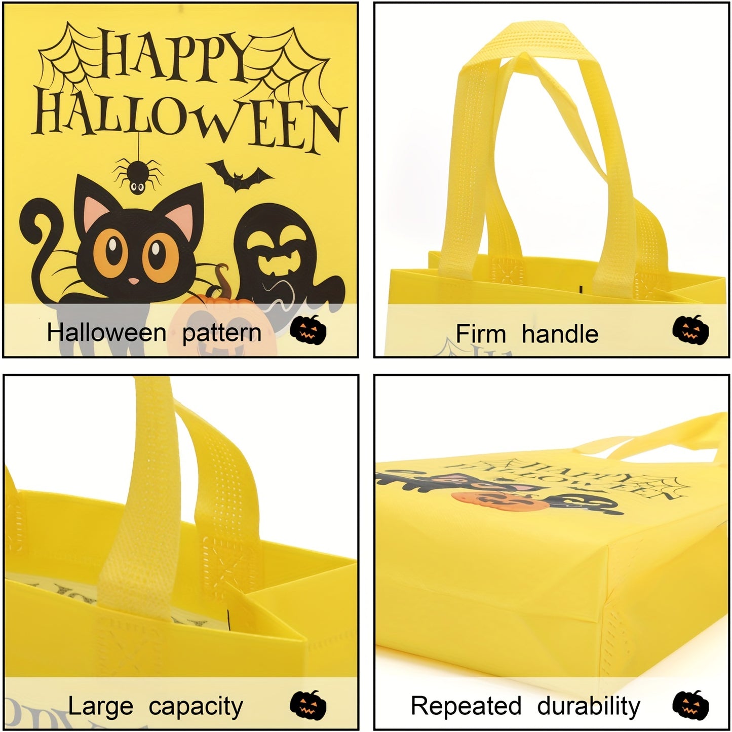 6pcs, Non-Woven Halloween Treat Bags, Trick Or Treat Bags Party Goodie Tote Bags Treat Bag With Handles For Halloween Party Favor Supply, Halloween Decorations, Small Business Supplies, Cheapest Items Available, Sale