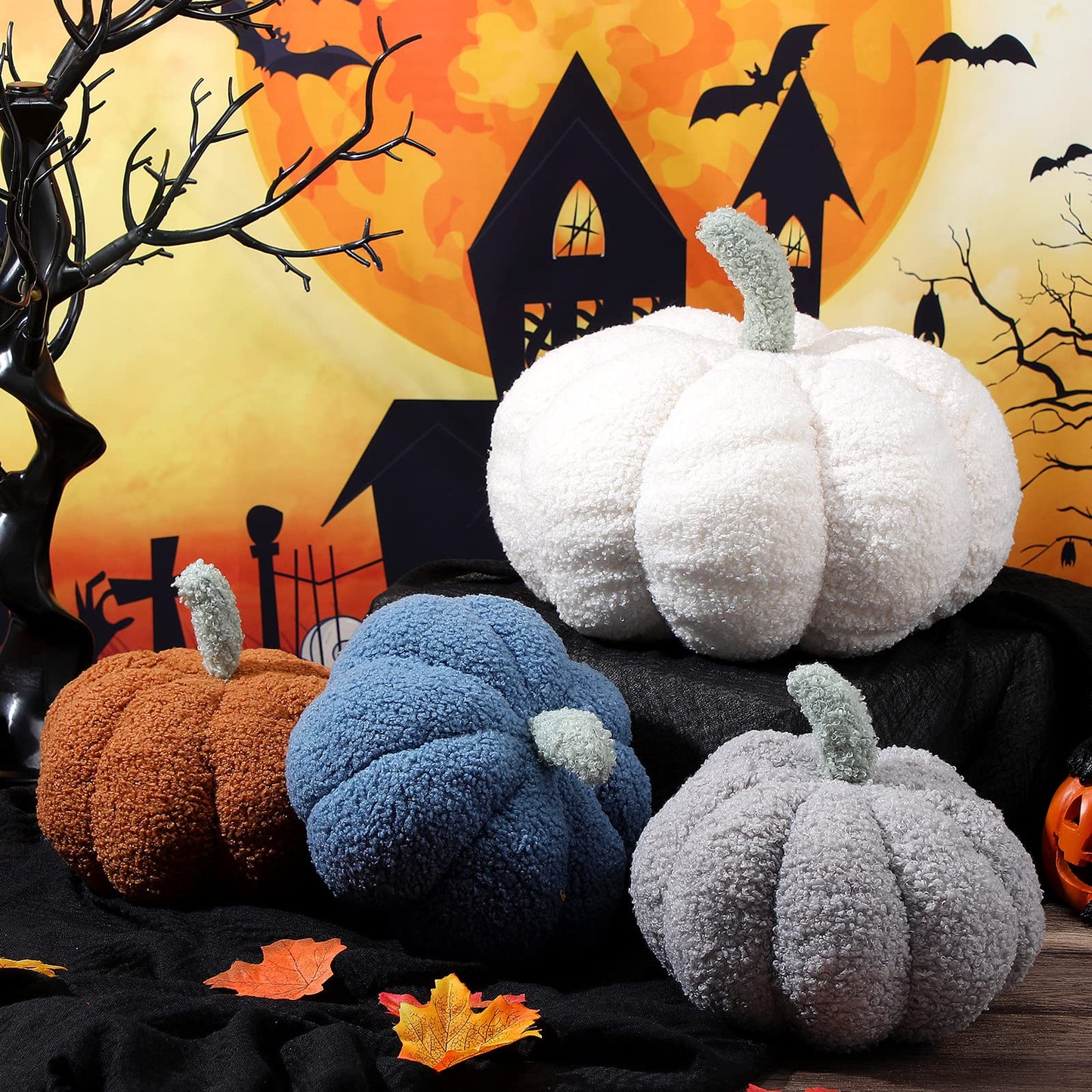 Simulated Orange halloween pumpkin pillow 3D Pumpkin Shaped Pillow Cozy Fall Decorations Stuffed Throw Pillows For Thanksgiving Christmas Halloween Party Bedroom Sofa Decorative Pillow,Cushion