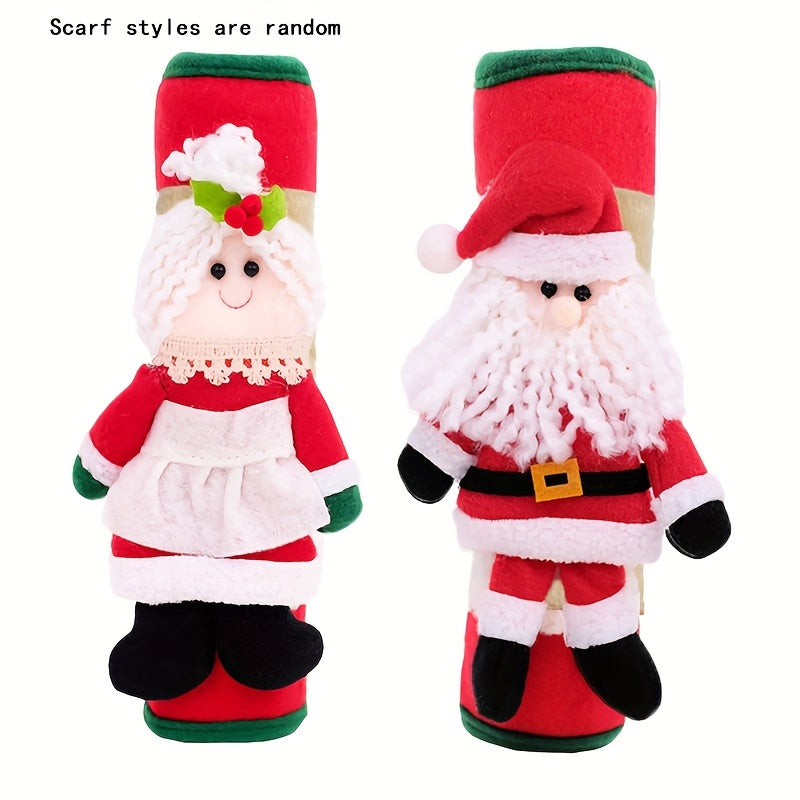 2pc Christmas Refrigerator Door Handle Cover Santa Snowman Kitchen Appliance Handle Covers Decorations for Fridge Microwave Oven Dishwasher Christmas Handle Protector