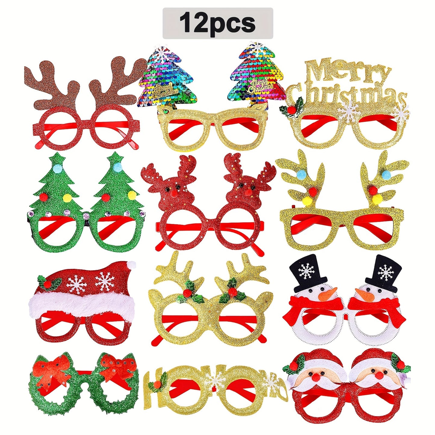 12pcs Sparkling Christmas Glasses - Perfect for Holiday Parties and Festive Celebrations