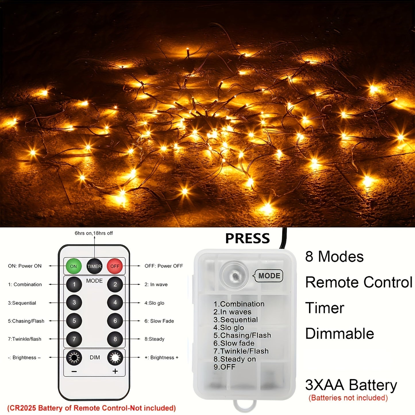 1pc Halloween Spider Web Lights, 1M 3.3FT Diameter 70 LEDs With Black Spider LED Net Lights, Remote Control, 8 Modes Cobweb Halloween Decorations, For House Indoor Scary Theme