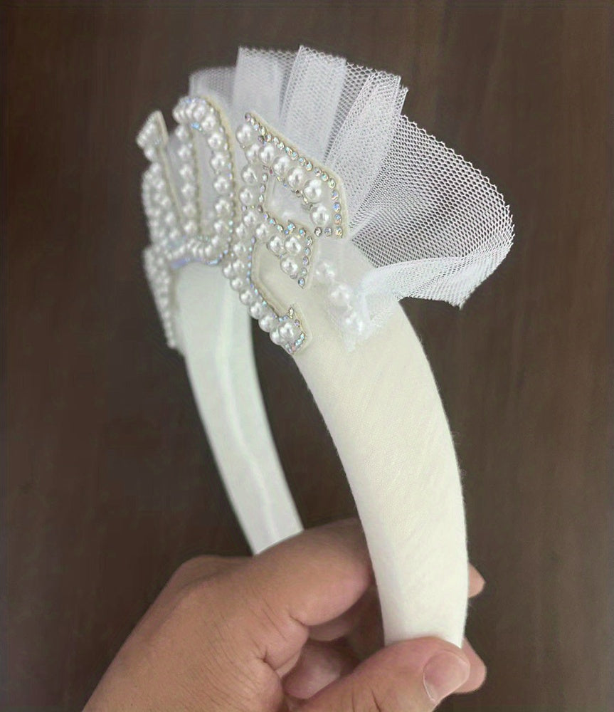 1pc, White Pearl Bride Headband - Perfect for Bridal Shower and Wedding Party Decorations for Halloween,Christmas Event & Party Supplies
