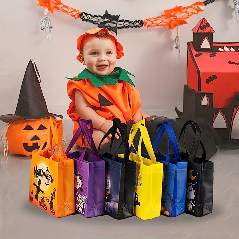 6pcs, Non-Woven Halloween Treat Bags, Trick Or Treat Bags Party Goodie Tote Bags Treat Bag With Handles For Halloween Party Favor Supply, Halloween Decorations, Small Business Supplies, Cheapest Items Available, Sale