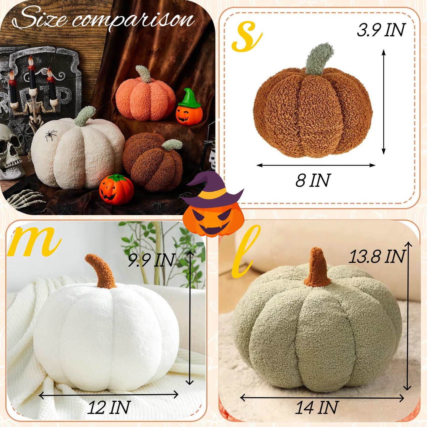 Simulated Orange halloween pumpkin pillow 3D Pumpkin Shaped Pillow Cozy Fall Decorations Stuffed Throw Pillows For Thanksgiving Christmas Halloween Party Bedroom Sofa Decorative Pillow,Cushion