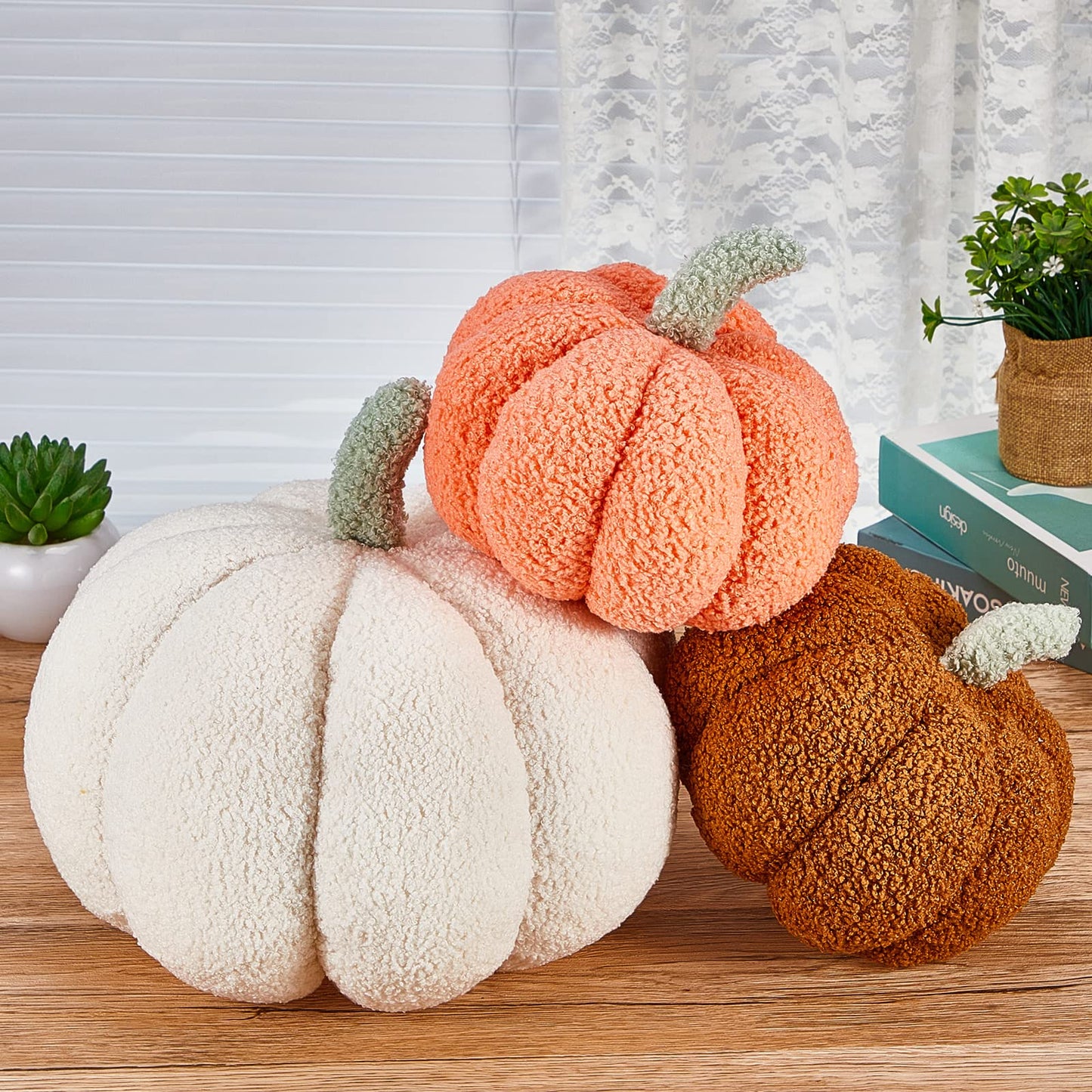Simulated Orange halloween pumpkin pillow 3D Pumpkin Shaped Pillow Cozy Fall Decorations Stuffed Throw Pillows For Thanksgiving Christmas Halloween Party Bedroom Sofa Decorative Pillow,Cushion