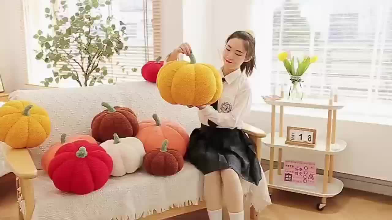 Simulated Orange halloween pumpkin pillow 3D Pumpkin Shaped Pillow Cozy Fall Decorations Stuffed Throw Pillows For Thanksgiving Christmas Halloween Party Bedroom Sofa Decorative Pillow,Cushion