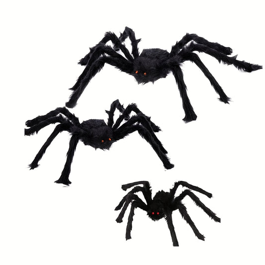 3 Packs, Giant Hairy Spiders - Life-Size, Frightfully Hairy, Fake Scary Spiders for Outdoor and Indoor Halloween Decorations, Yard Parties, Home Decor, Holiday Decor, Room Decor, Essential Halloween Supplies