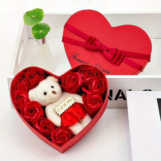 Valentine's Day Bear Rose Gift Box Soap Flower Birthday Gifts For Girlfriend Couples Anniversary Women Wedding Gifts For Guests